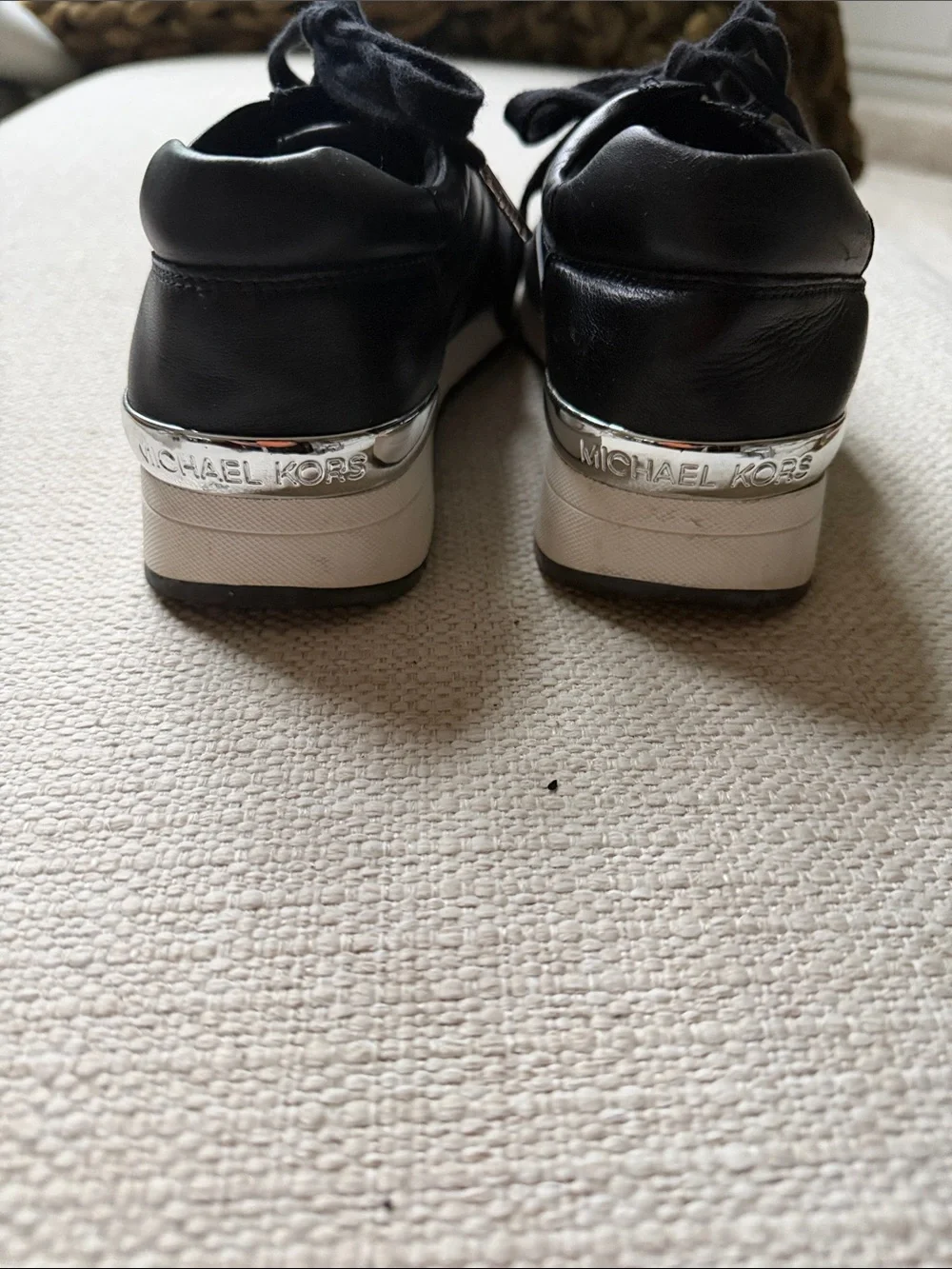 Michael Kors Black Leather Lace-Up Sneakers